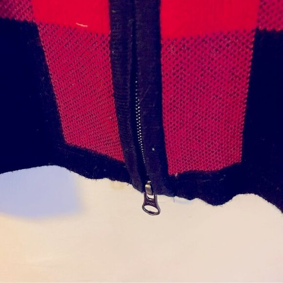 Adrienne Vittadini Buffalo Plaid Cardigan Sweater Pockets Double Zipper Sz Med - Picture 5 of 6